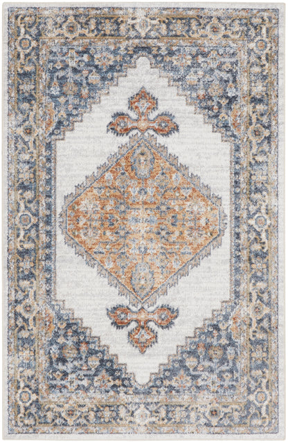 Nourison Home Astra Machine Washable ASW11 Grey Gold Traditional Power-loomed Rug