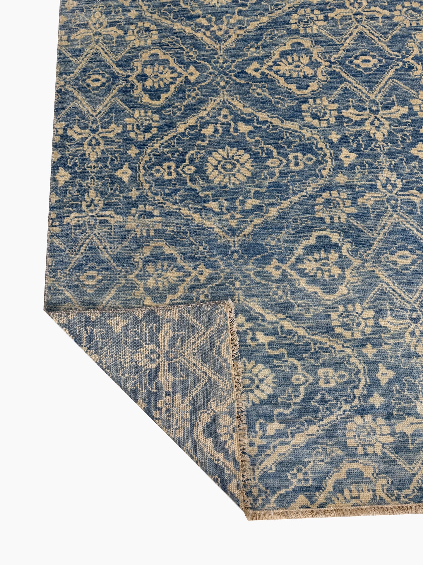 Artisan Samara Blue Ivory Transitional Knotted Rug