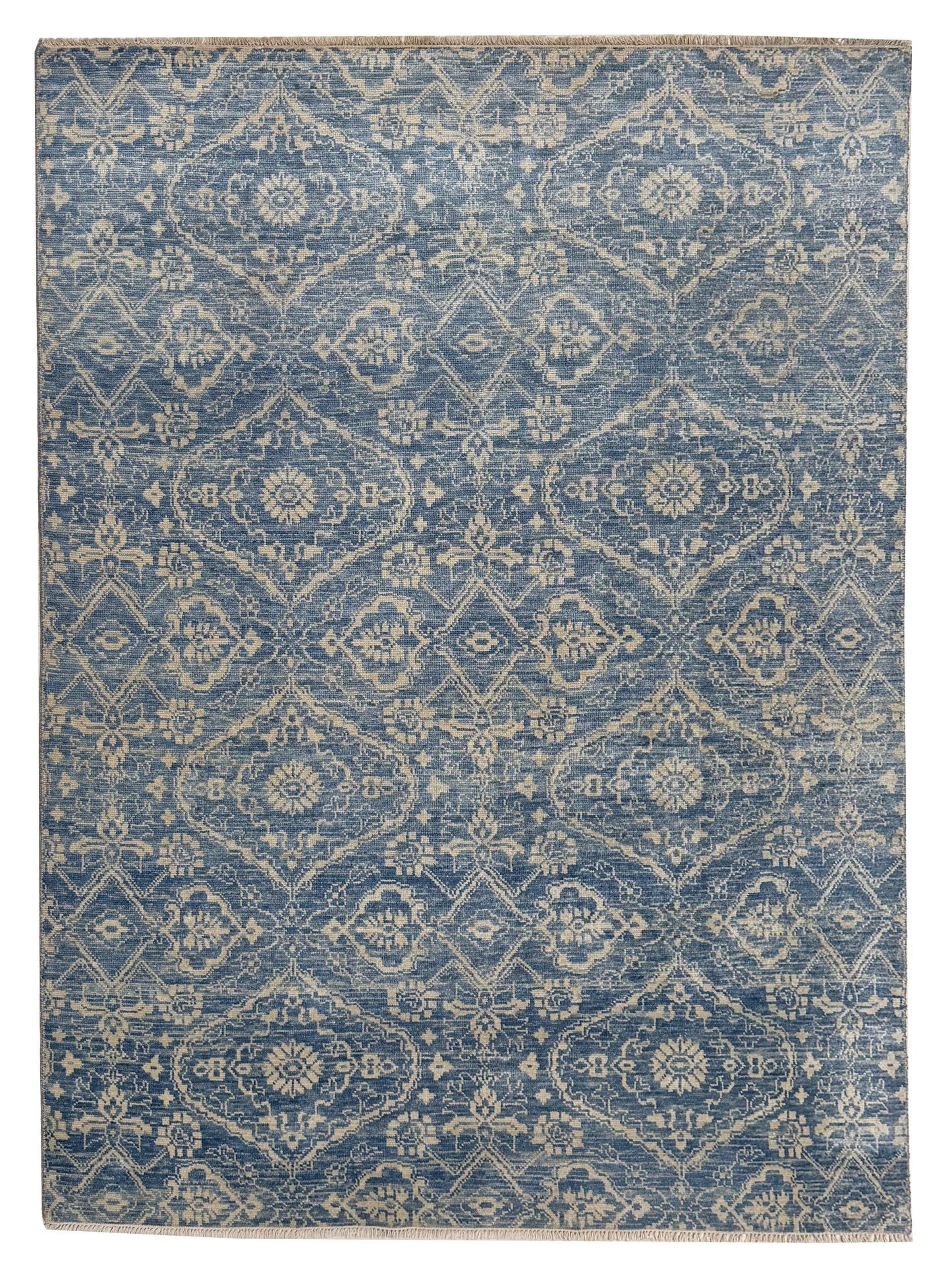 Artisan Samara Blue Ivory Transitional Knotted Rug