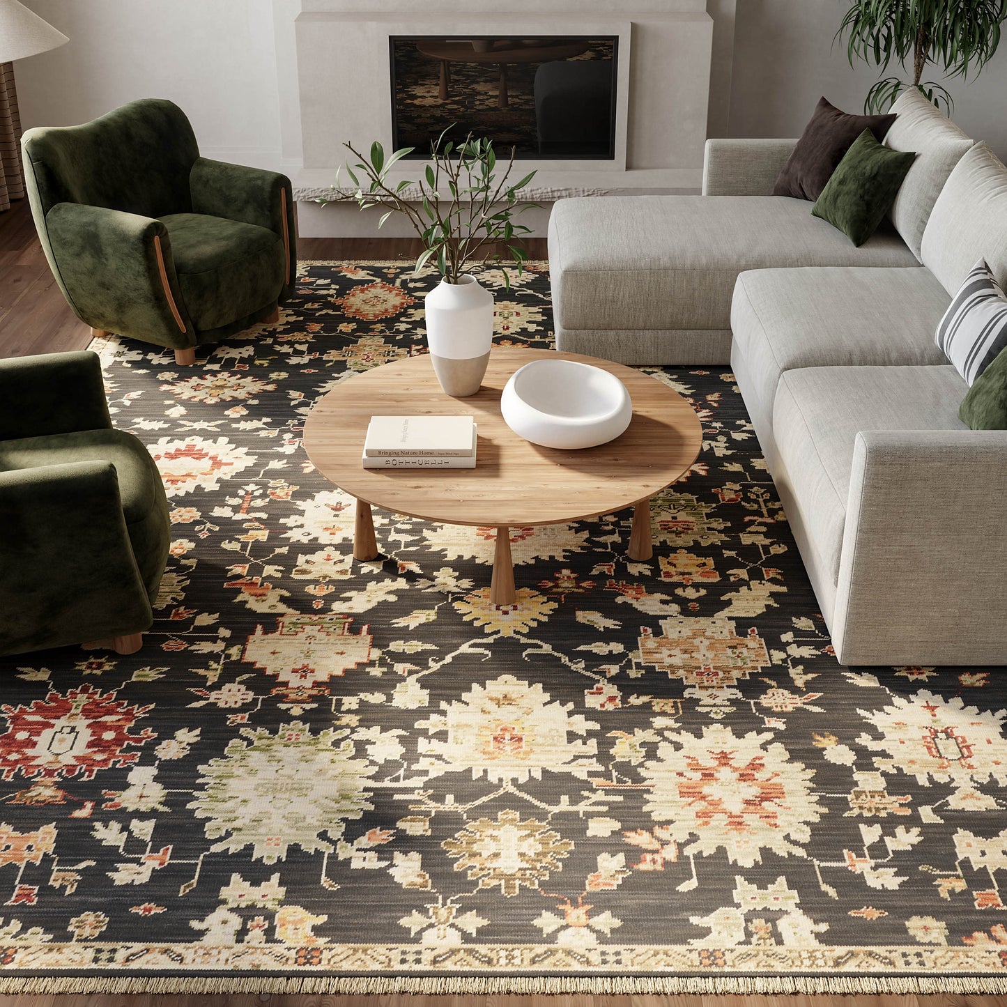 Nourison Home Antique Bloom  Black  Traditional
