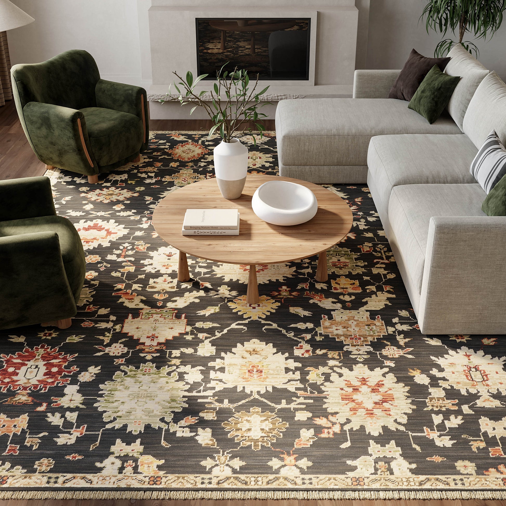Nourison Home Antique Bloom  Black  Traditional
