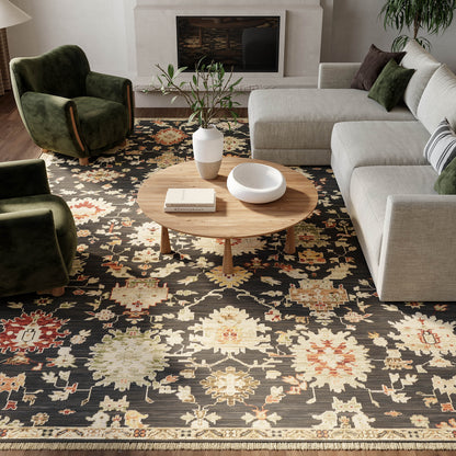 Nourison Home Antique Bloom  Black  Traditional