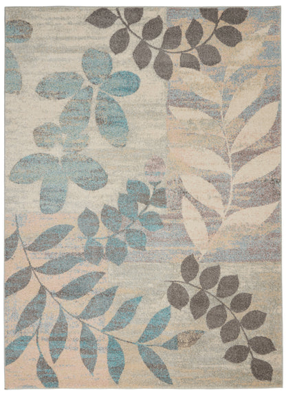 Nourison Home Tranquil TRA01 Ivory Light Blue Contemporary Power-loomed Rug
