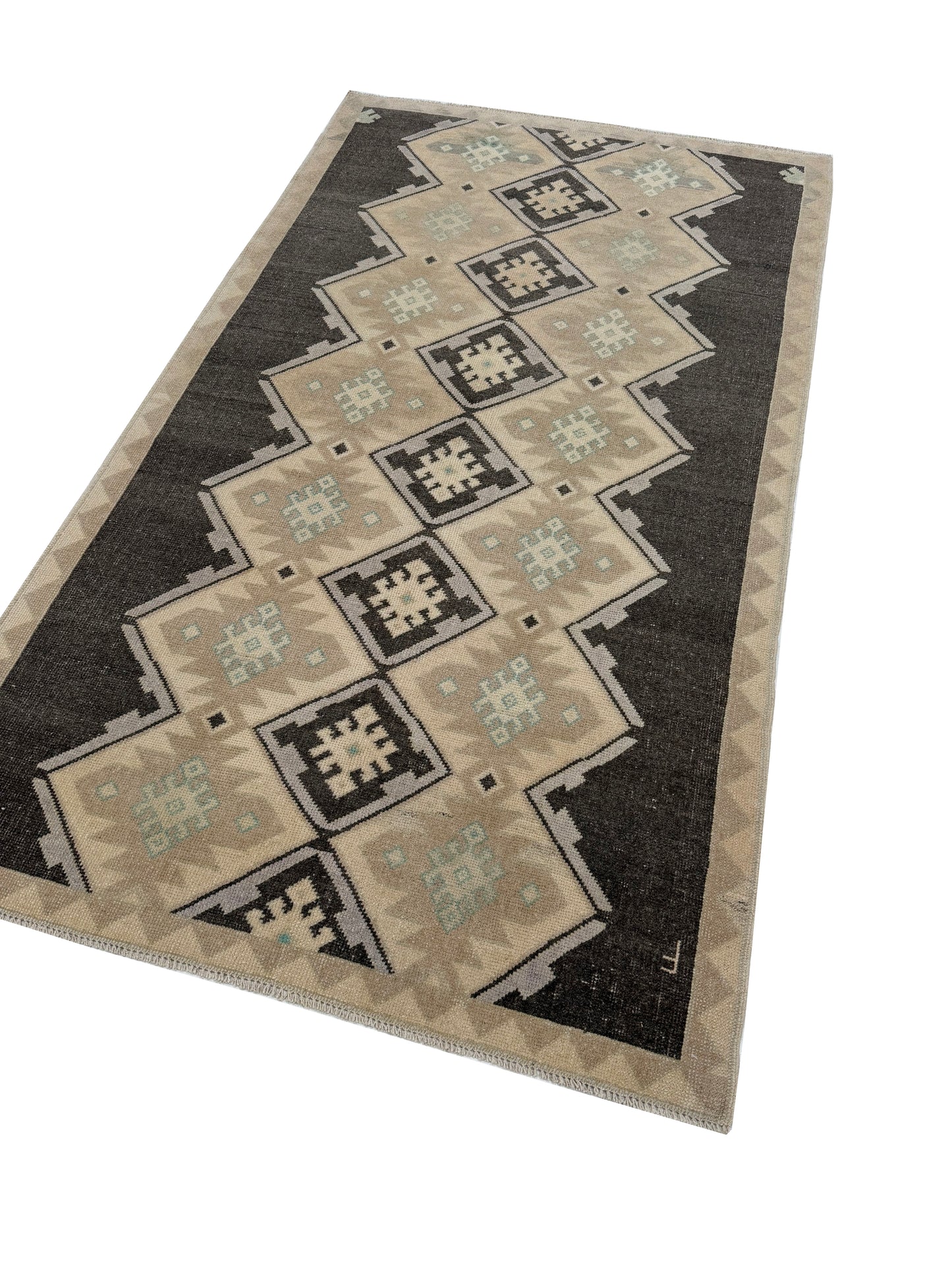 Artisan Angelina Beige Brown Vintage Knotted Rug