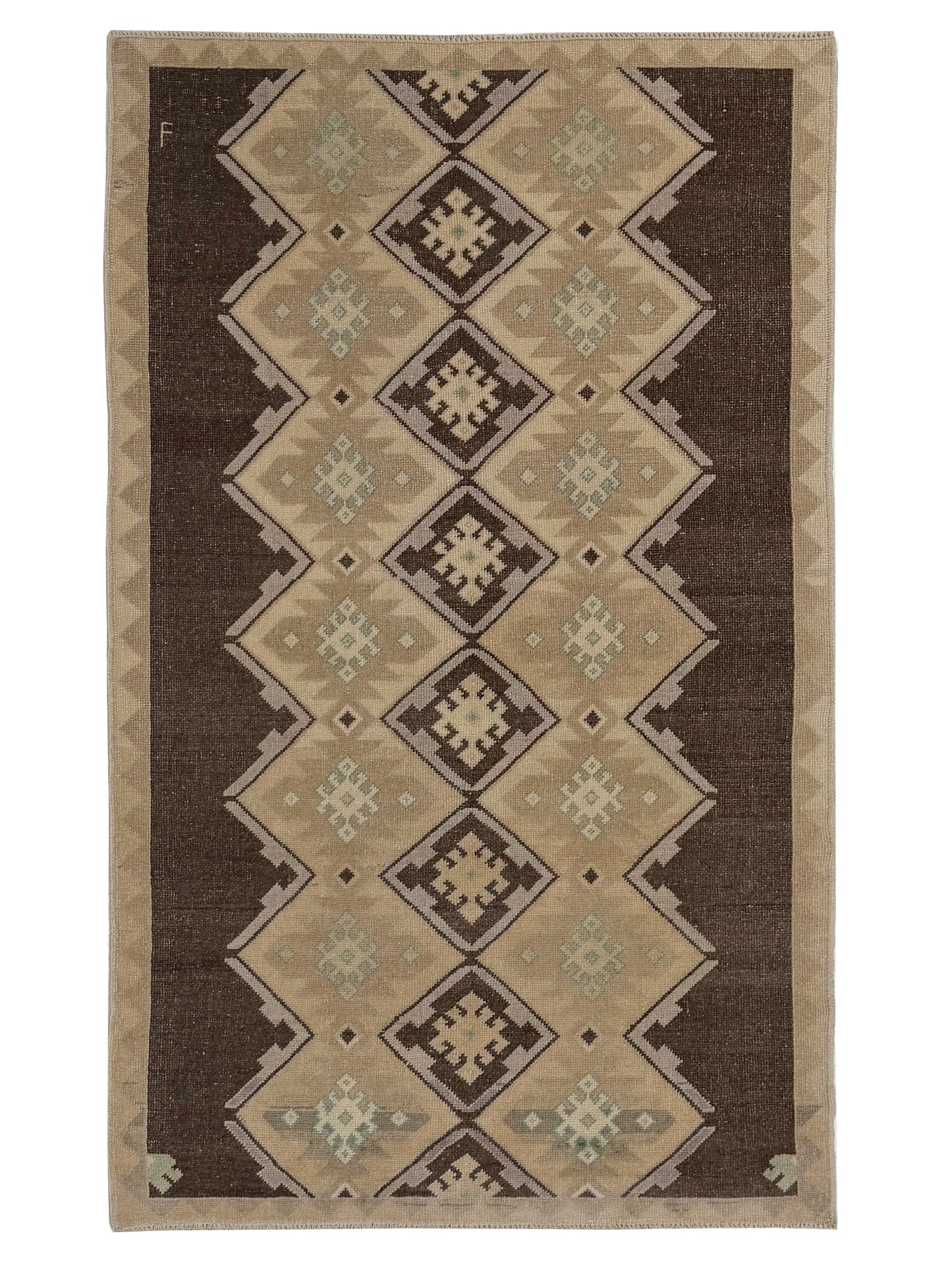 Artisan Angelina Beige Brown Vintage Knotted Rug