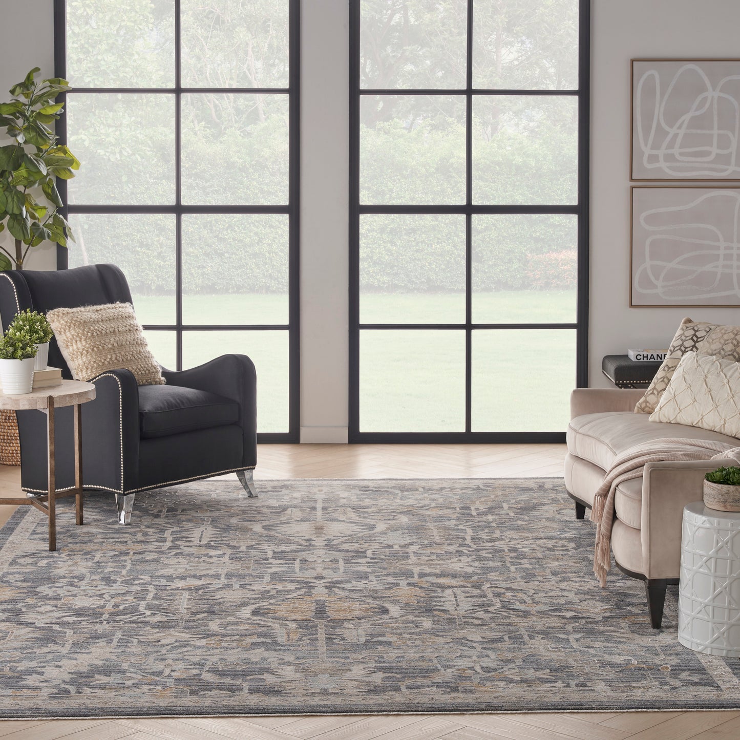 Nourison Home Lynx  Navy Multicolor  Transitional
