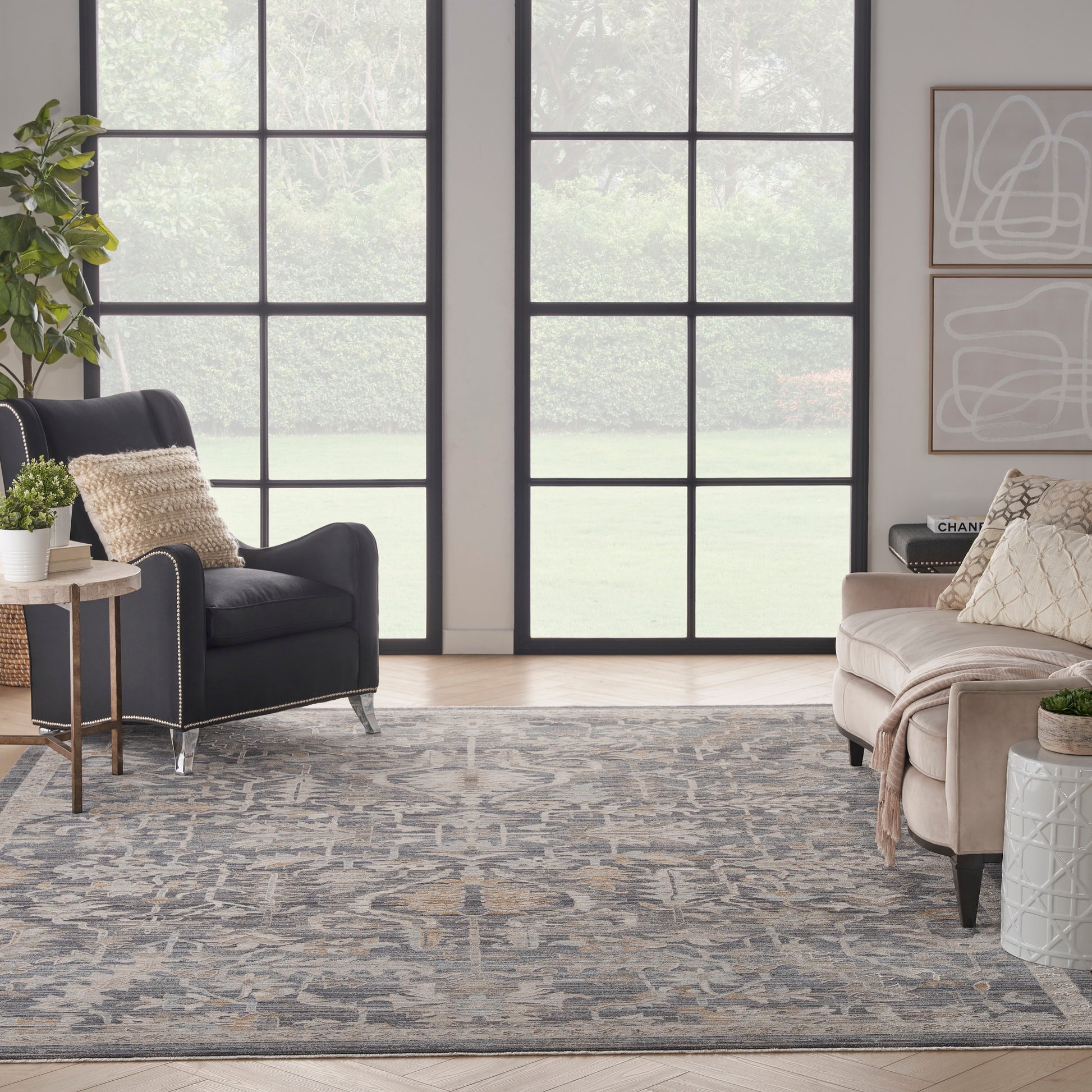 Nourison Home Lynx  Navy Multicolor  Transitional