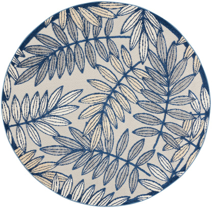 Nourison Home Aloha ALH18 Ivory Navy Contemporary Power-loomed Rugs