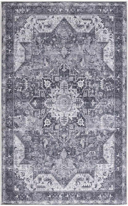 Nourison Home Nourison Washables NWB15 Charcoal Grey Traditional Power-loomed Rug