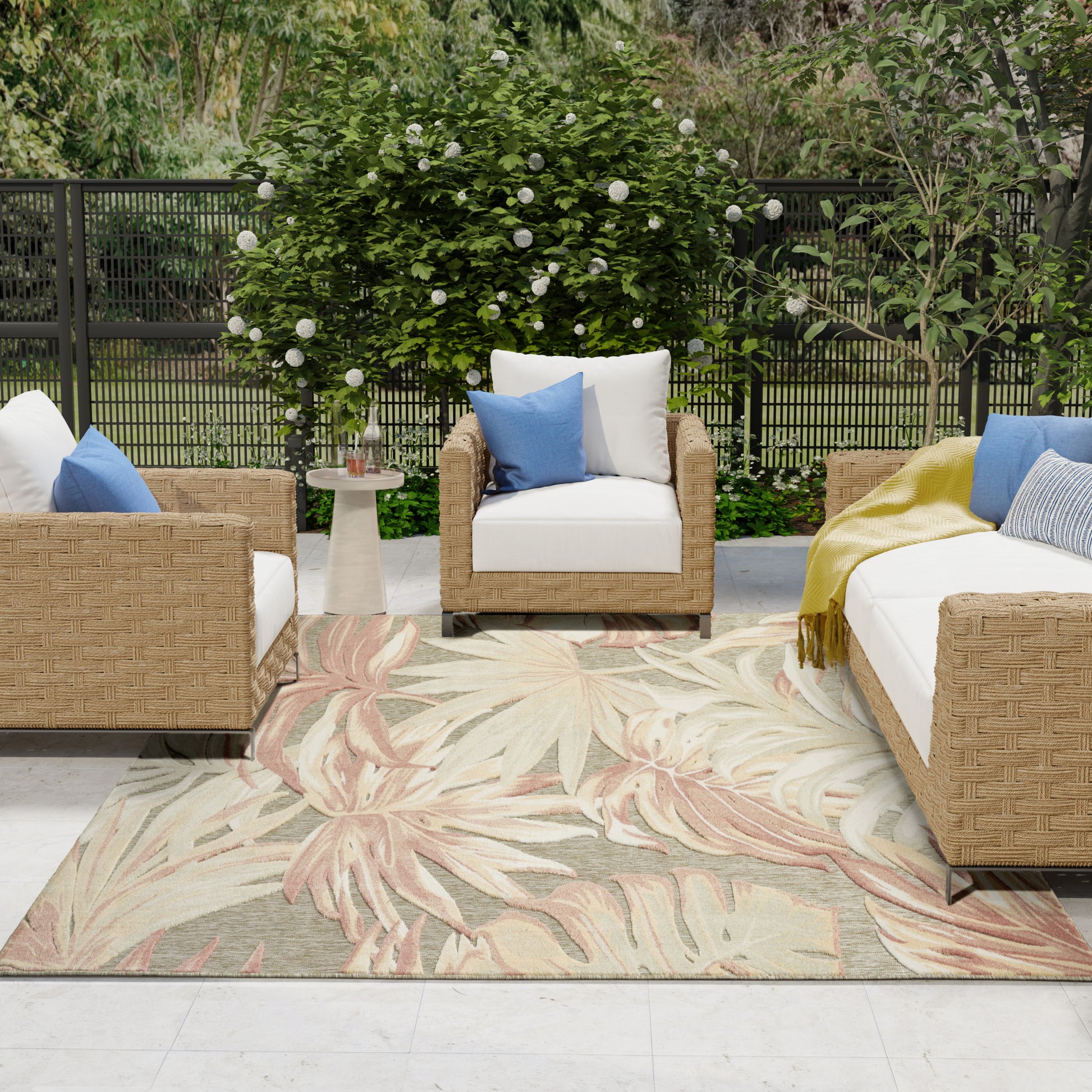 Nourison Home Aloha  Sage Rose  Contemporary