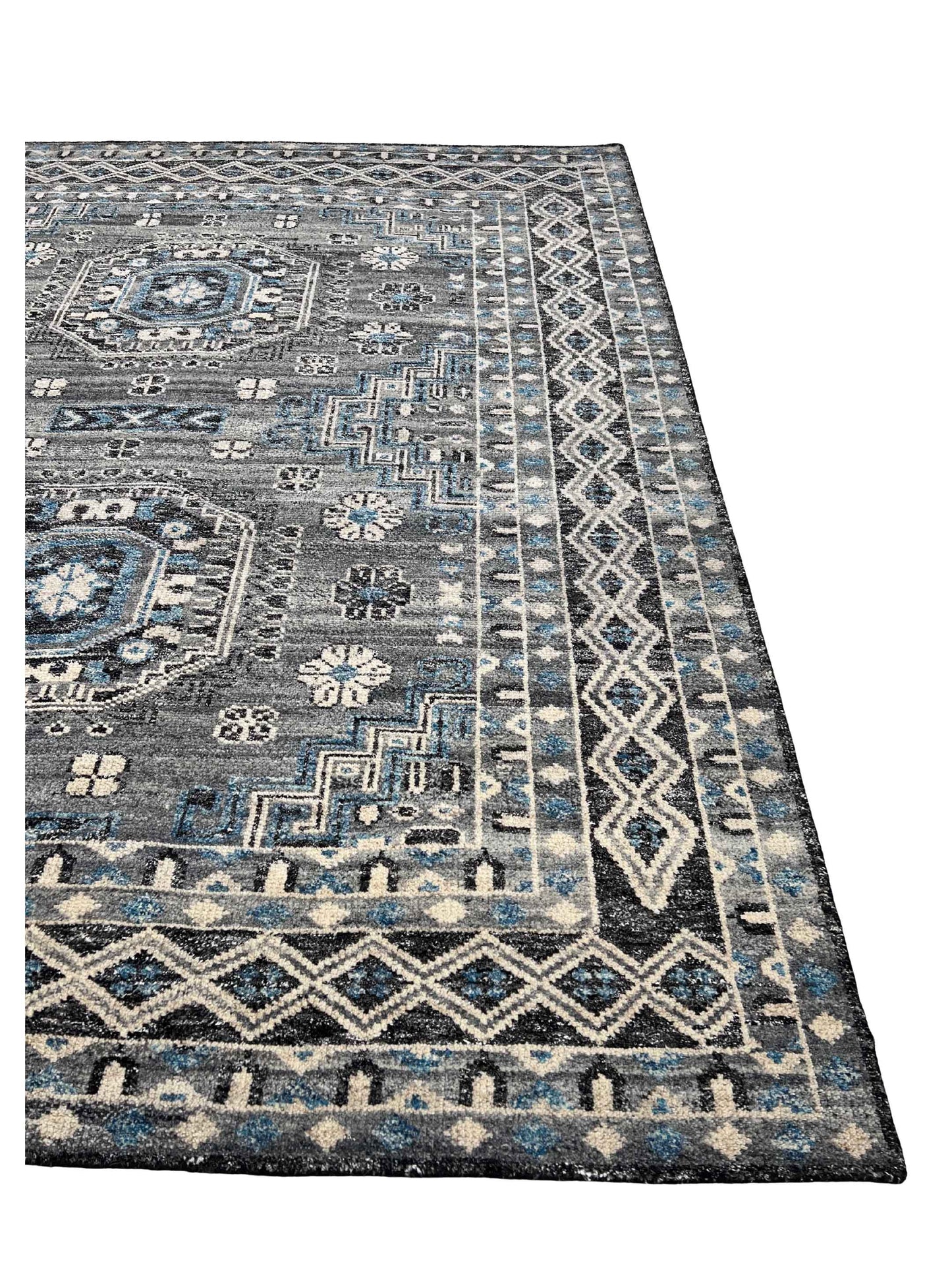 Artisan Modern Oushak Black Blue Knotted Rug