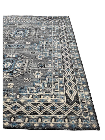 Artisan Modern Oushak Black Blue Knotted Rug
