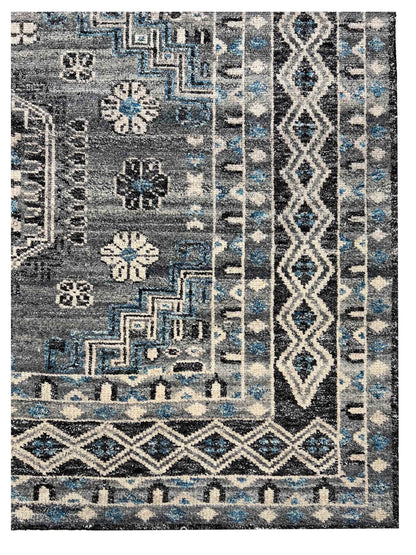 Artisan Modern Oushak Black Blue Knotted Rug