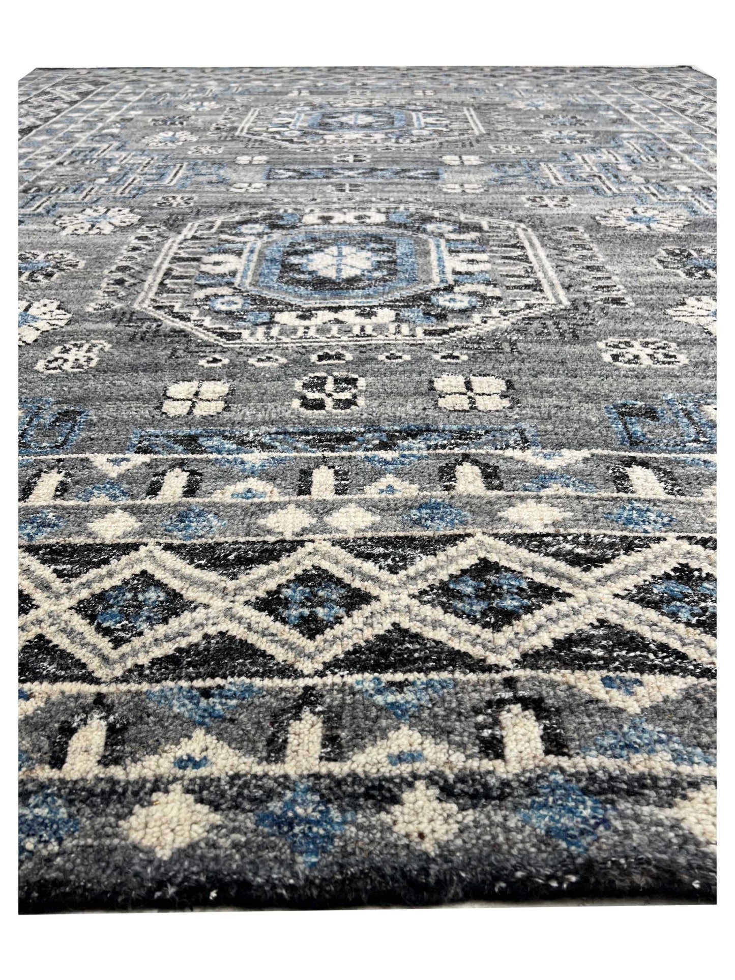 Artisan Modern Oushak Black Blue Knotted Rug