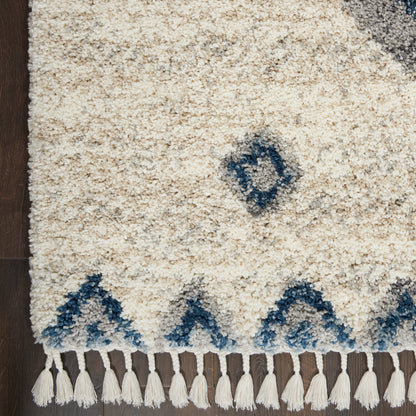 Nourison Home Oslo Shag  Ivory Blue  Contemporary