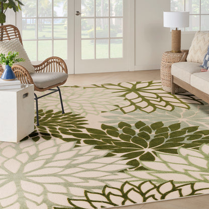 Nourison Home Aloha  Ivory Green  Contemporary