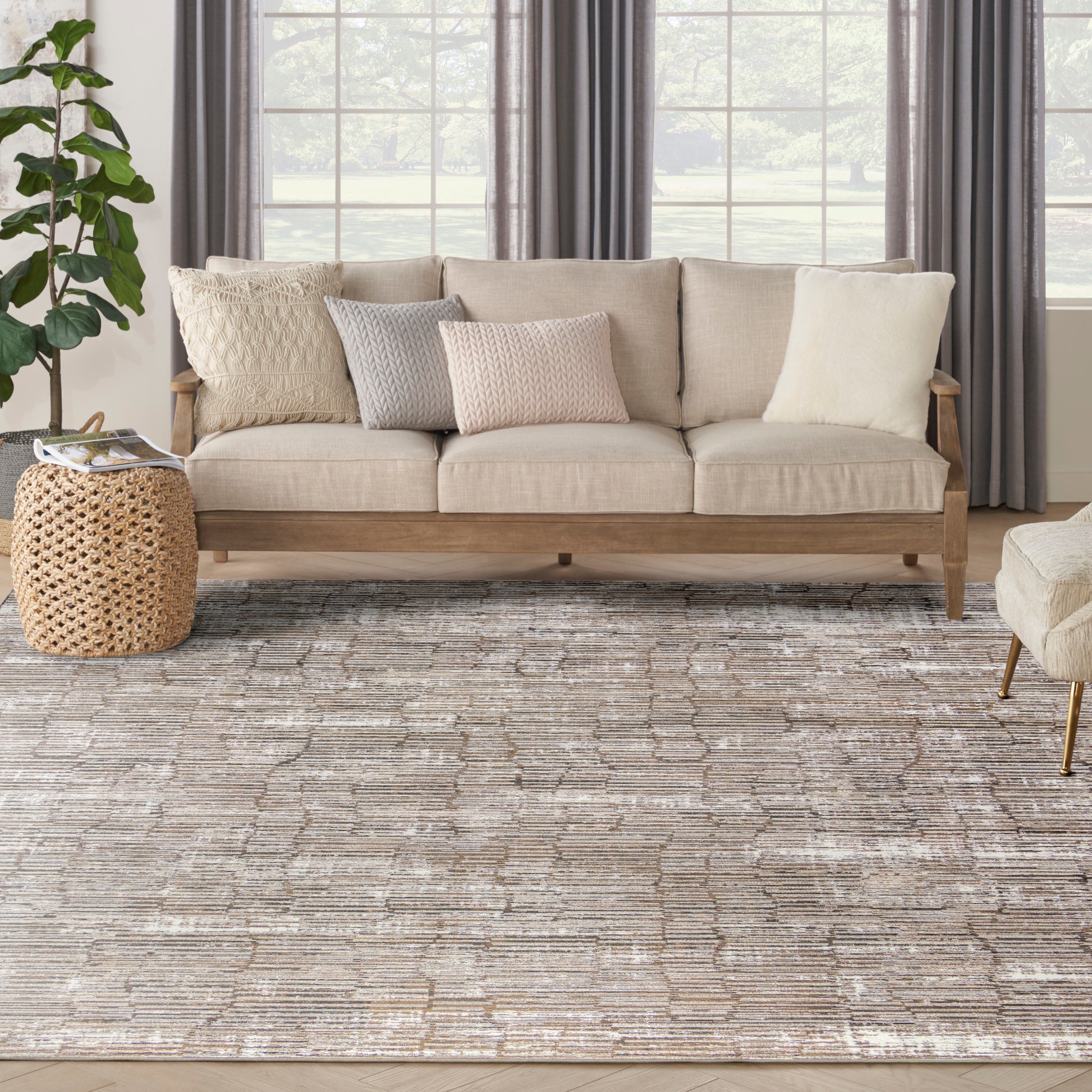 Nourison Home Sustainable Trends  Ivory Mocha  Contemporary