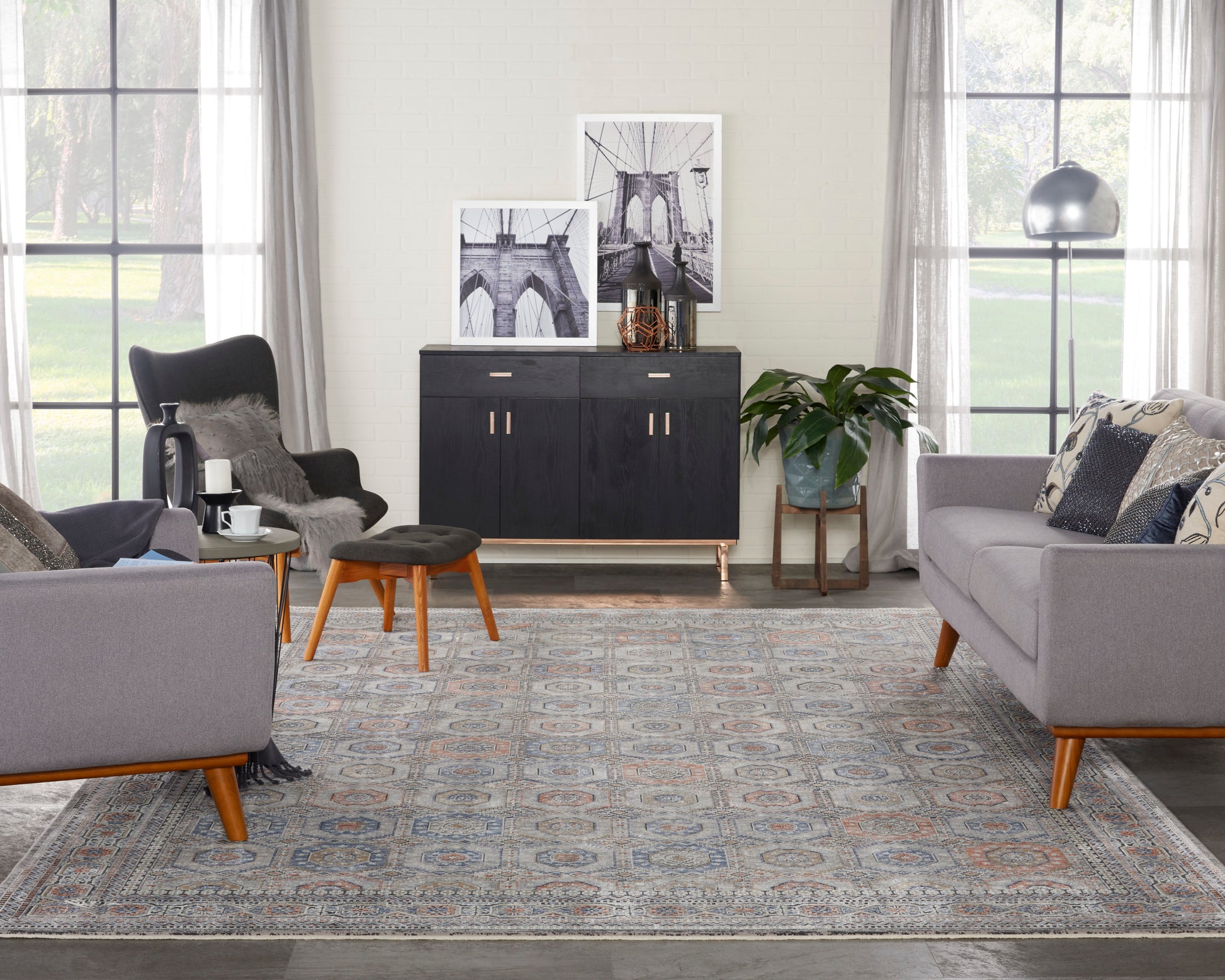 Nourison Home Starry Nights  Grey Navy  Traditional