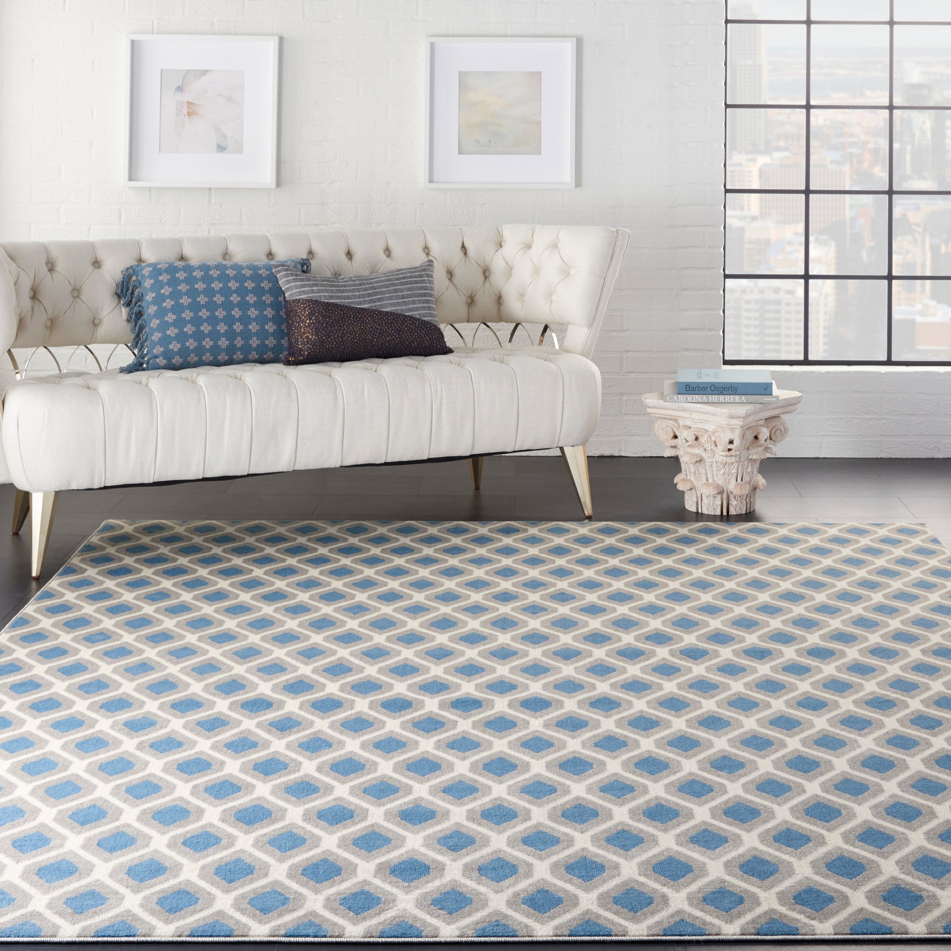Nourison Home Grafix  Blue  Contemporary