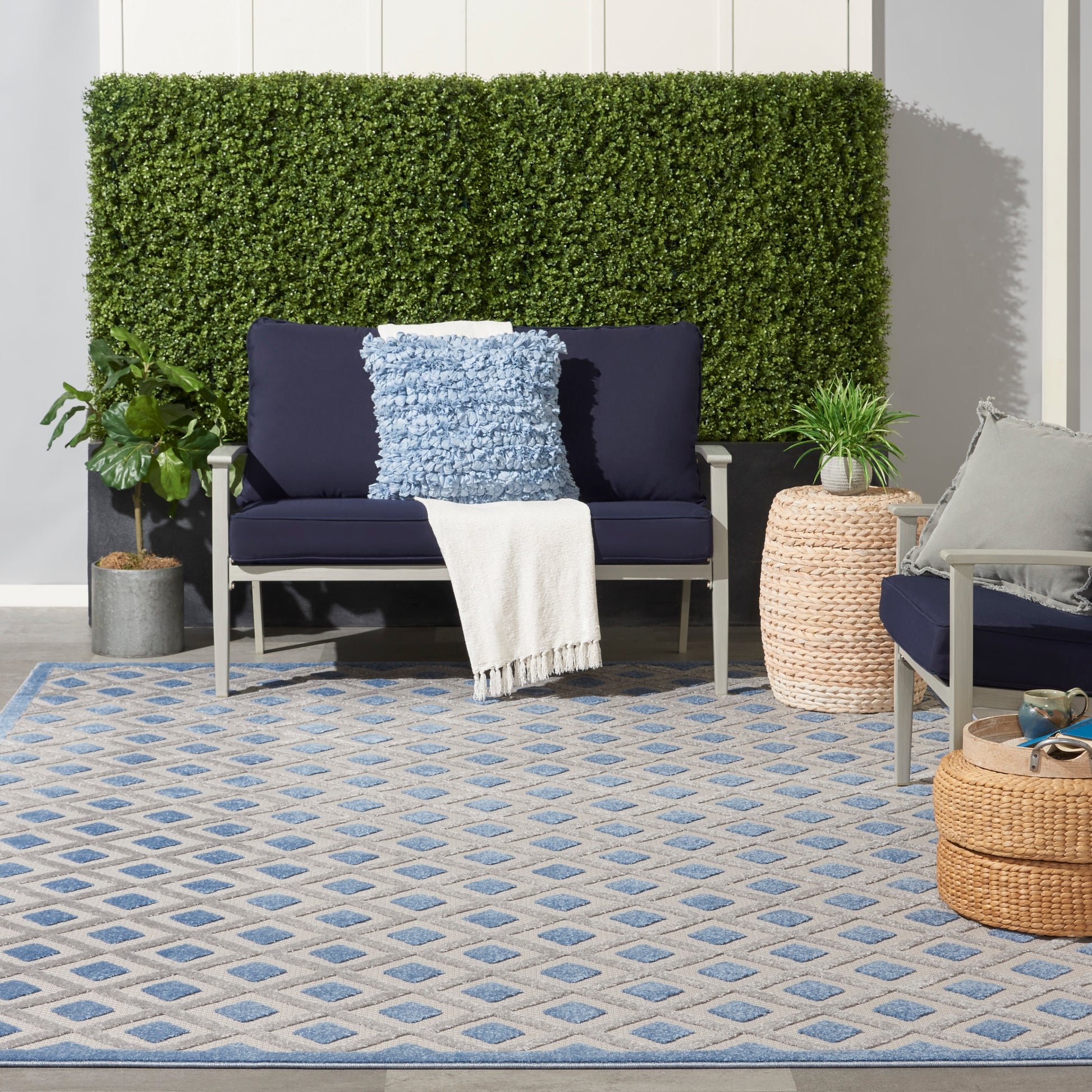 Nourison Home Aloha  Blue Grey  Contemporary
