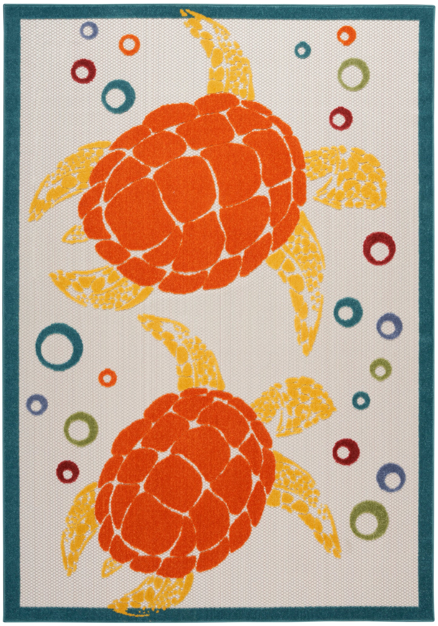 Nourison Home Aloha ALH27 Teal Multicolor Contemporary Power-loomed Rugs