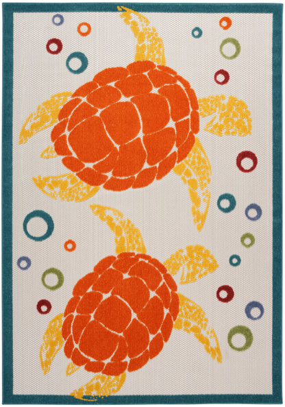 Nourison Home Aloha ALH27 Teal Multicolor Contemporary Power-loomed Rugs