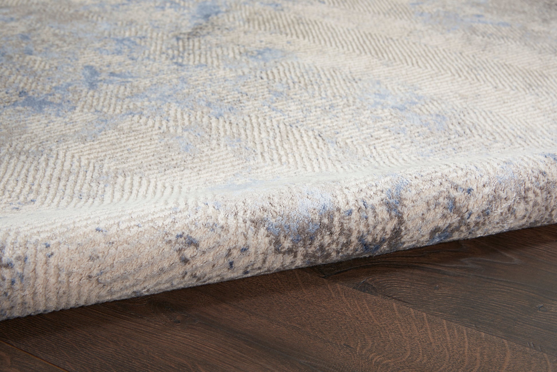 Nourison Home Silky Textures  Blue Ivory Grey  Contemporary