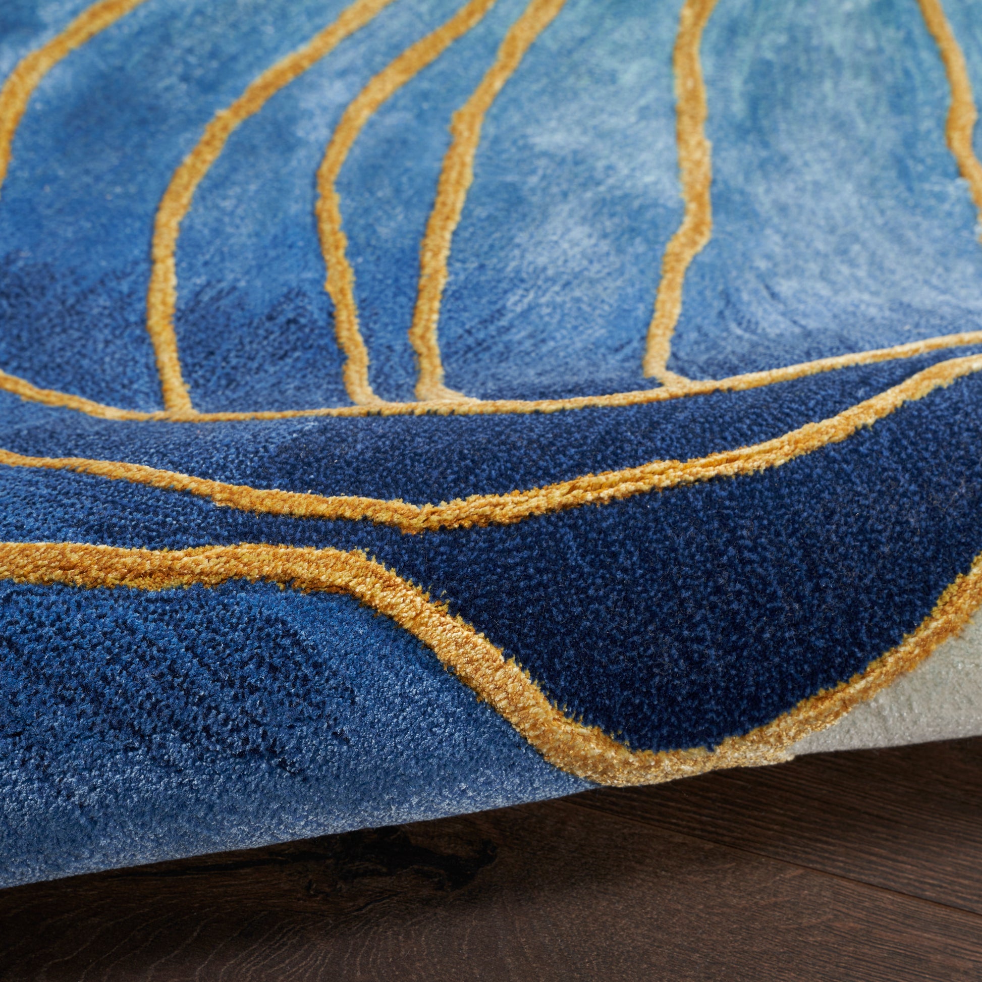 Nourison Home Prismatic  Blue Gold  Contemporary