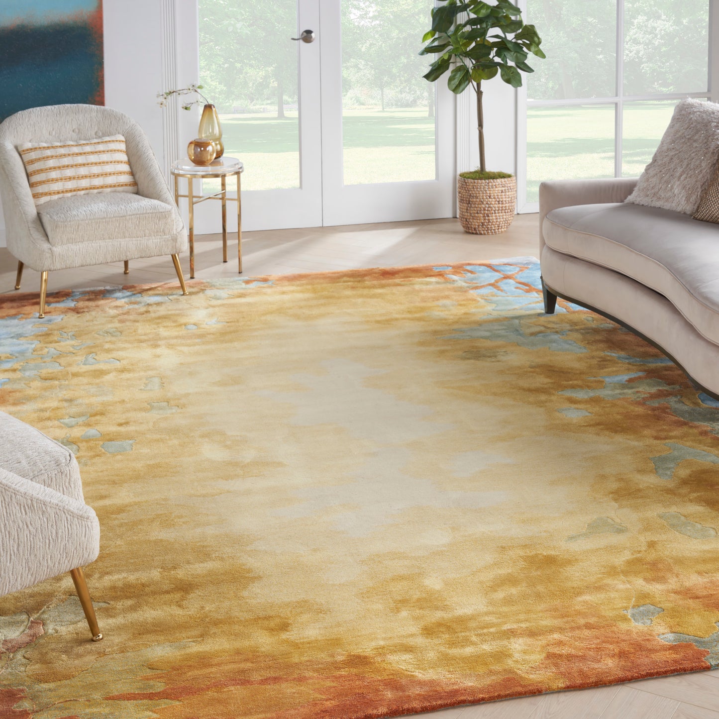 Nourison Home Prismatic  Gold Multicolor  Contemporary