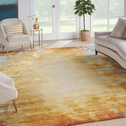 Nourison Home Prismatic  Gold Multicolor  Contemporary