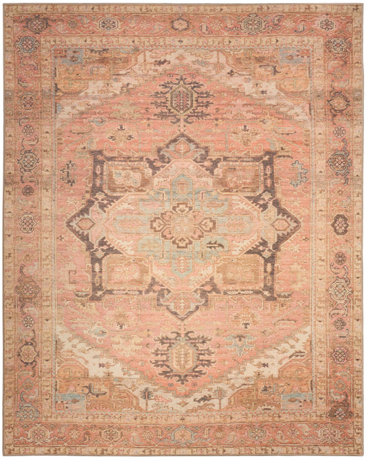 Nourison Home Vintage Washables  Coral Multicolor  Traditional