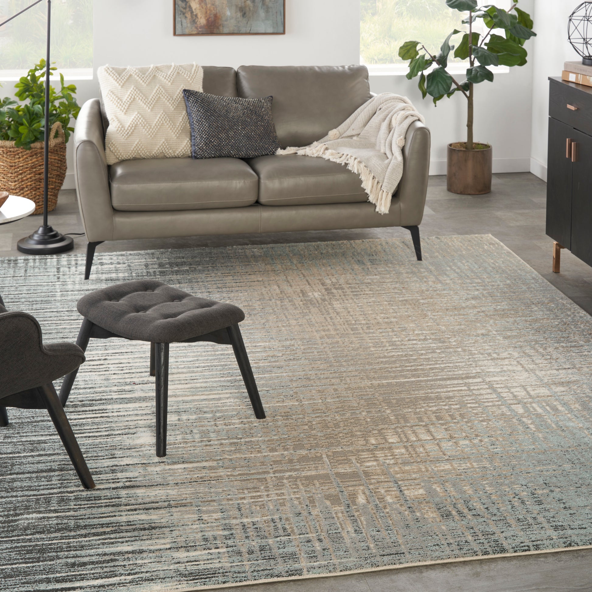 Nourison Home Marmara  Teal Grey  Contemporary