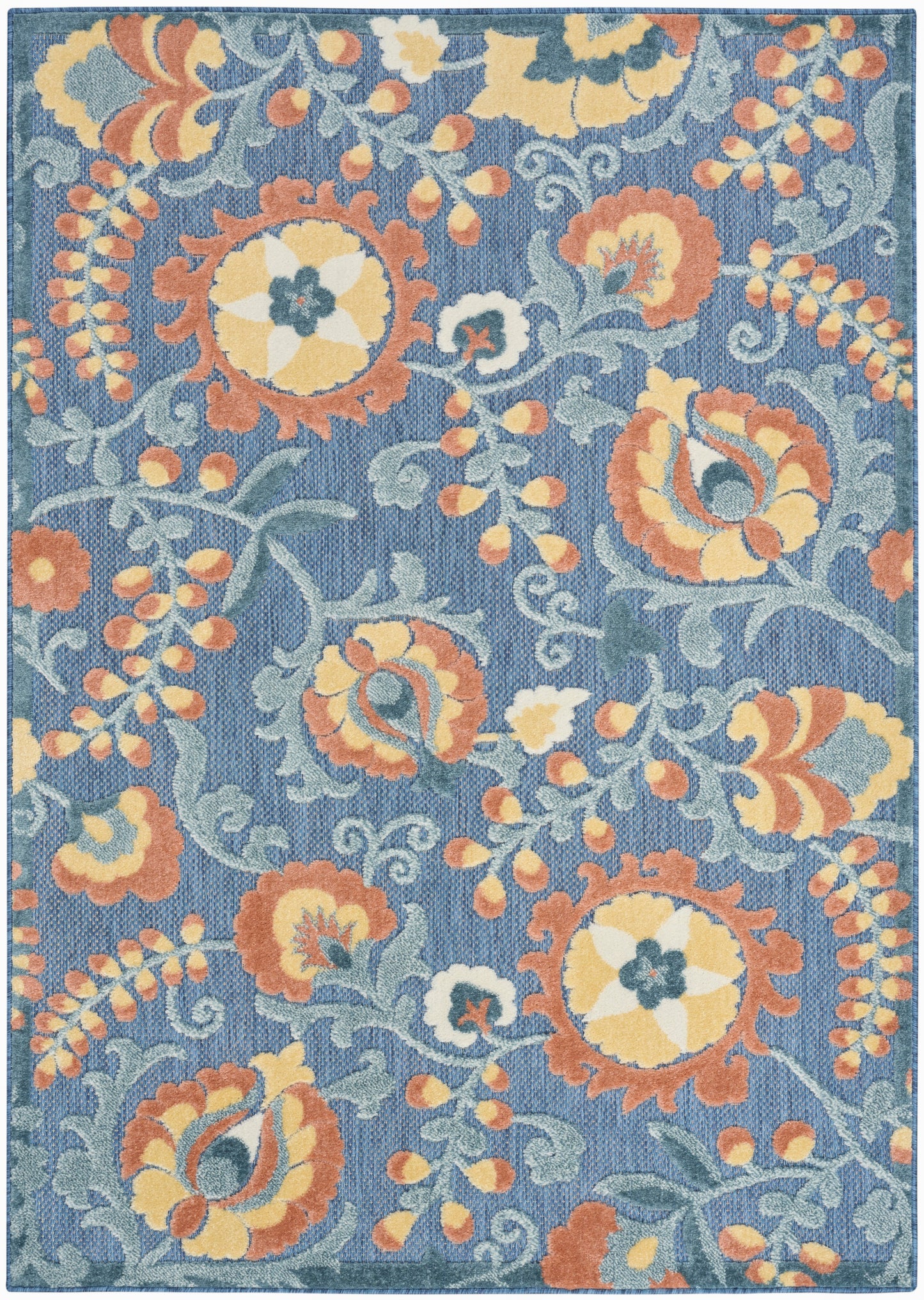Nourison Home Aloha ALH17 Blue Rose Contemporary Power-loomed Rugs