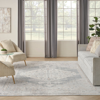 Nourison Home Astra Machine Washable  Light Blue  Traditional