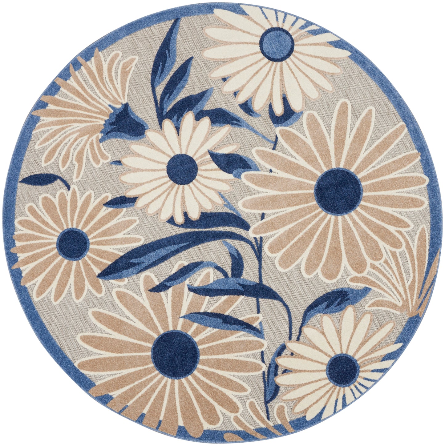 Nourison Home Aloha ALH33 Blue Grey Contemporary Power-loomed Rugs
