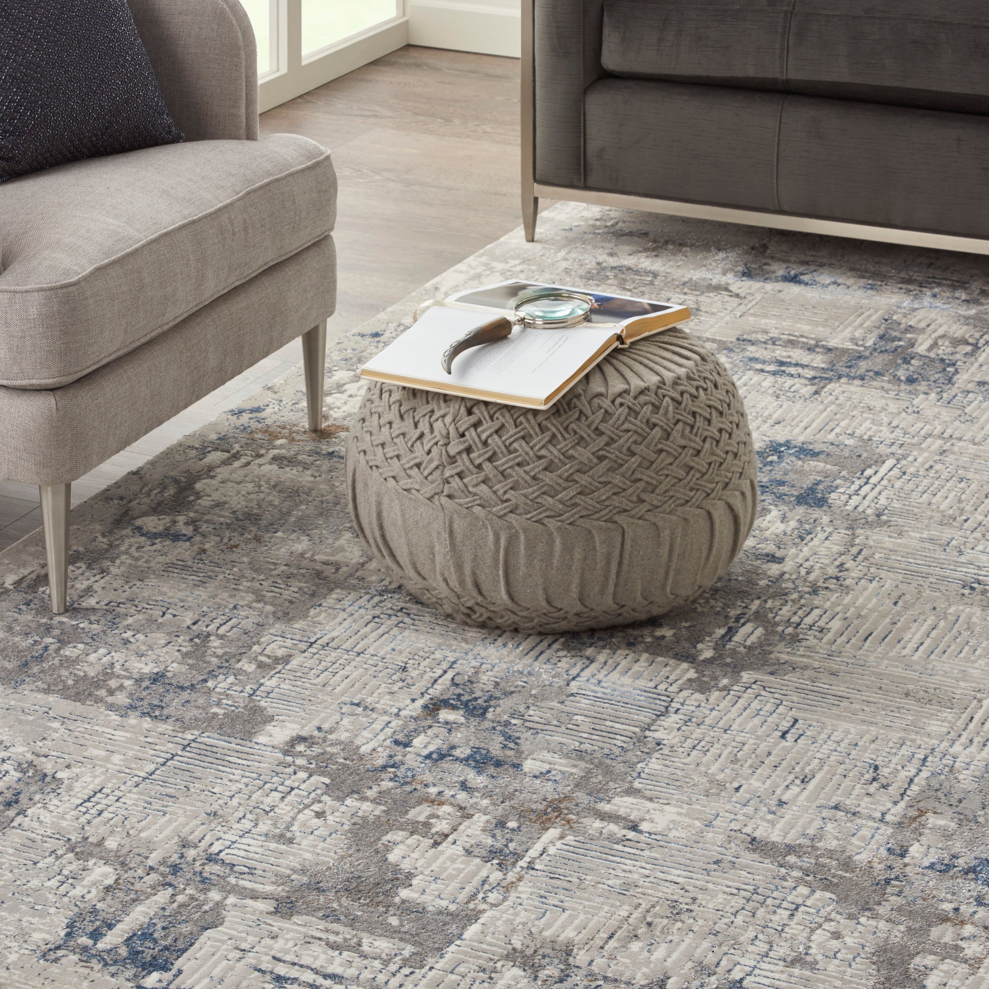 Nourison Home Royal Terrace  Ivory Blue  Contemporary