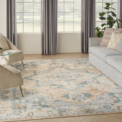 Nourison Home Astra Machine Washable  Beige Blue  Traditional