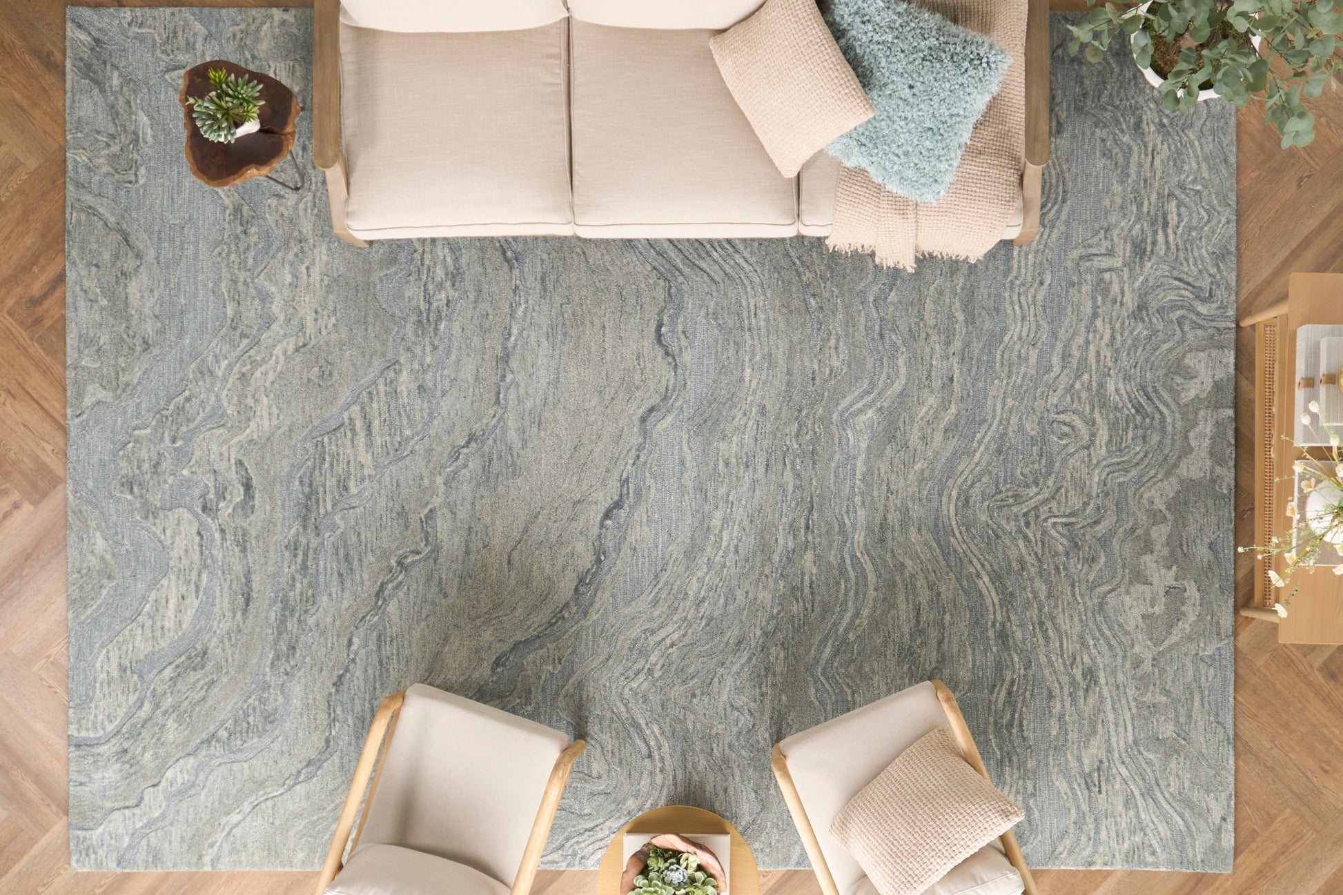 Nourison Home Graceful  Blue  Contemporary