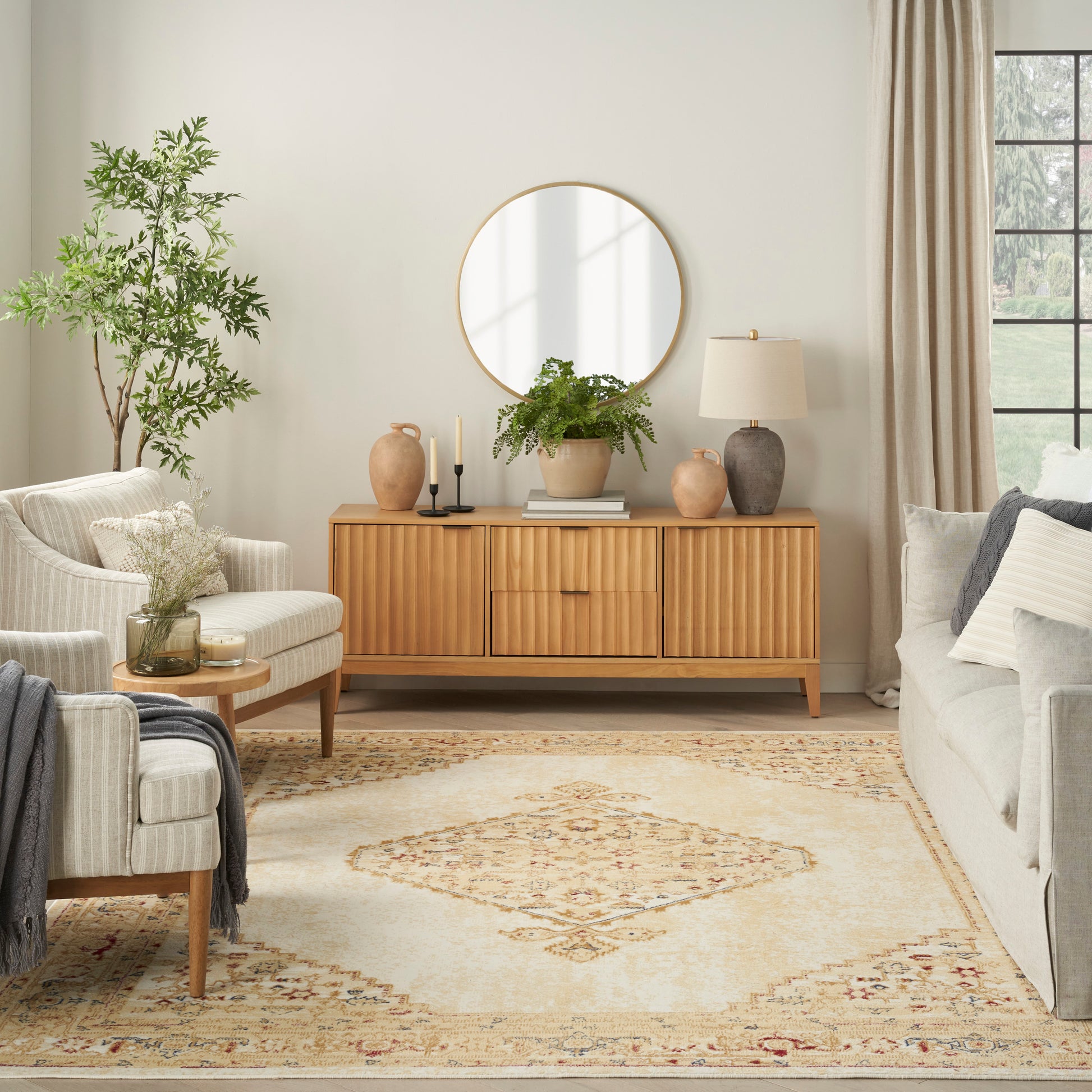 Nourison Home Grafix  Cream Multicolor  Traditional