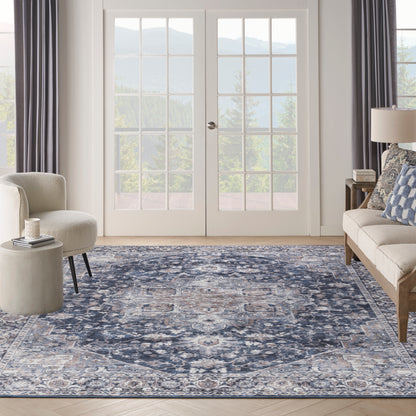 Nourison Home New Concept Washables  Ivory Navy  Traditional