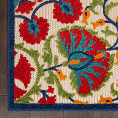 Nourison Home Aloha  Red Multicolor  Contemporary