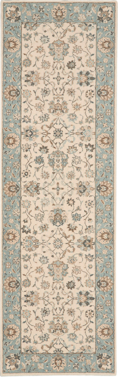 Nourison Home Living Treasures LI16 Ivory Aqua Traditional Loom-woven Rug