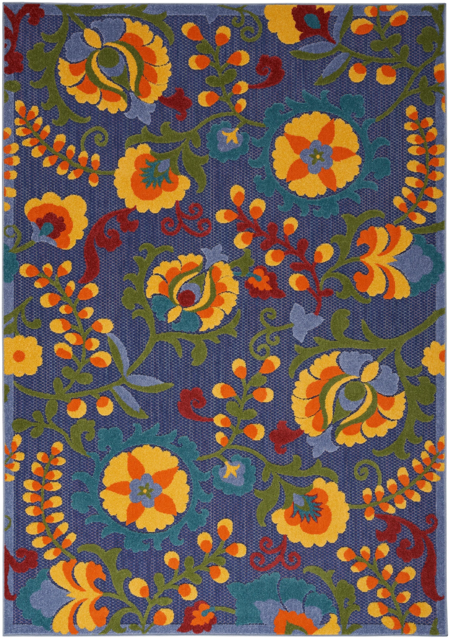 Nourison Home Aloha ALH17 Navy Multicolor Contemporary Power-loomed Rugs