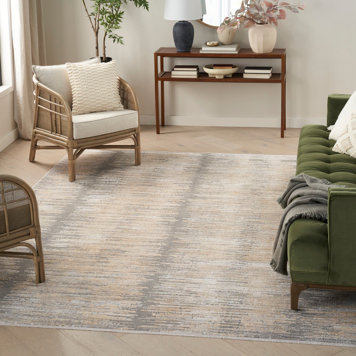 Nourison Home Abstract Hues  Grey Gold  Contemporary