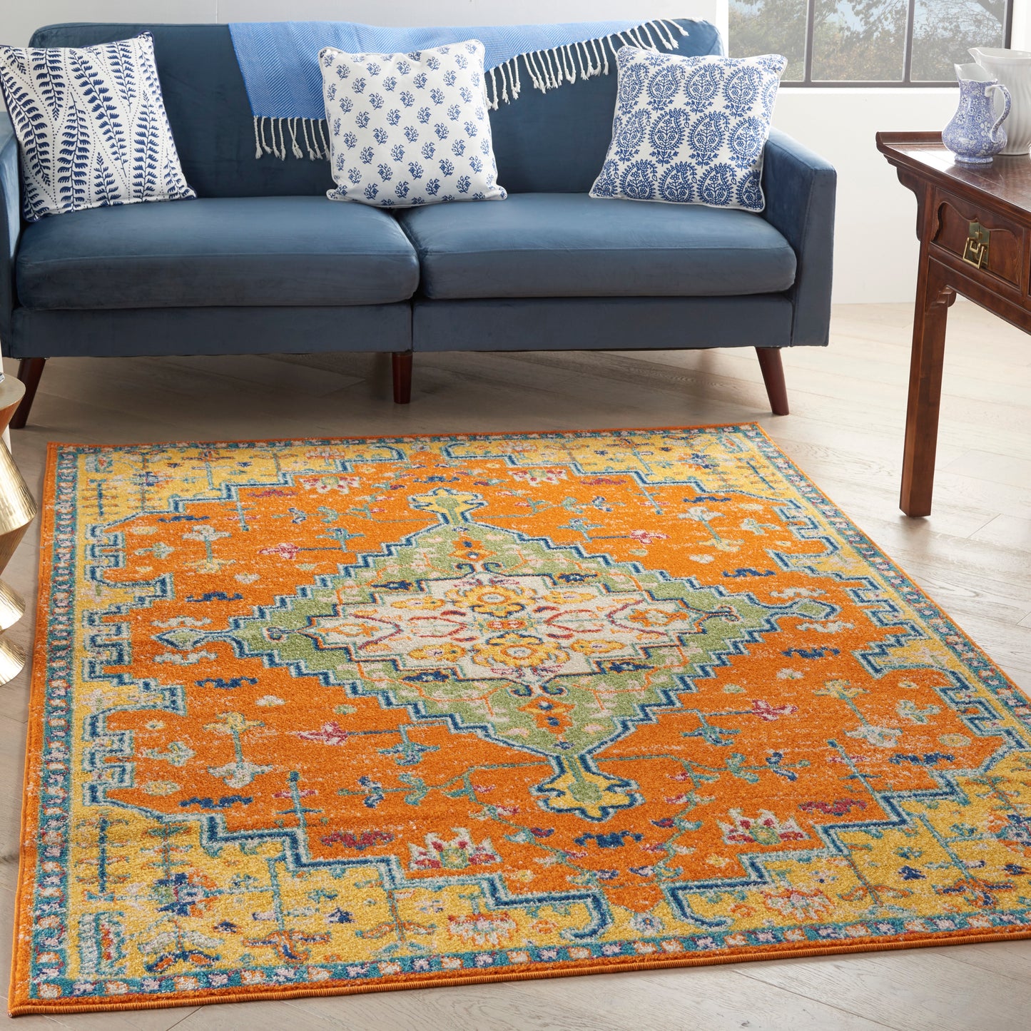 Nourison Home Allur  Orange Multicolor  Transitional