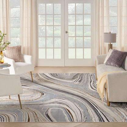 Nourison Home Glitz  Grey Gold  Contemporary