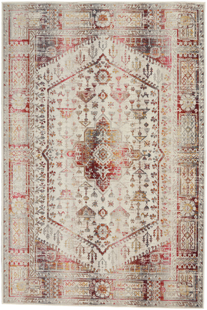 Nourison Home Vintage Kashan VKA08 Ivory Red Traditional Power-loomed Rug