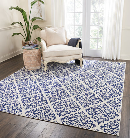 Nourison Home Grafix  White Blue  Transitional
