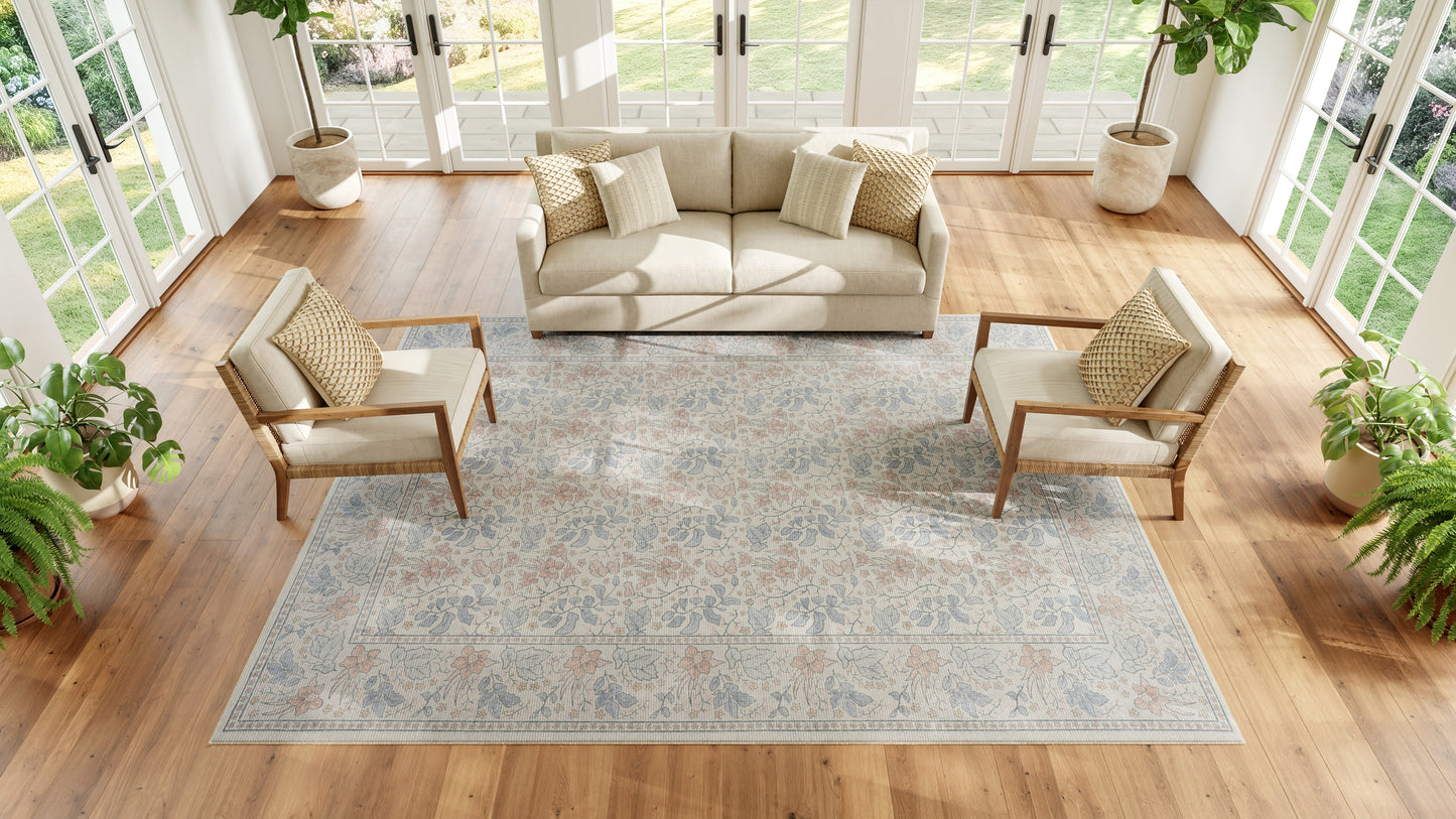 Nourison Home Botanical Washables  Ivory Multicolor  Contemporary