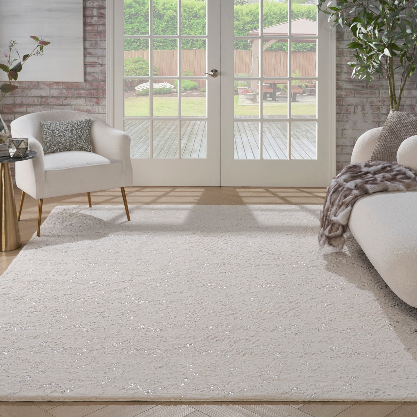 Nourison Home Cozy Shimmer  Ivory Silver  Contemporary